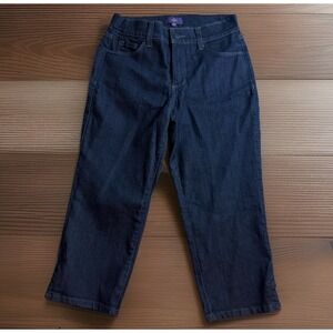 Vintage NYDJ Not Your Daughter's Jeans Crop Stretch Dark Rhinestones 0P USA NEW